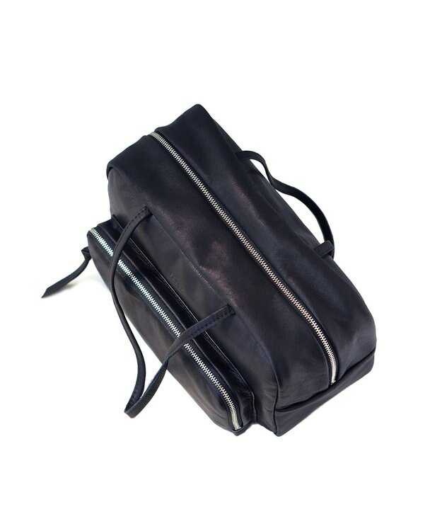 FOLNA RD ソフトレザーフロントポケットボストンバッグ ブラック