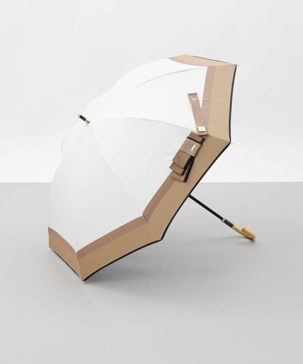 AURORA 【 Beaurance （ビューランス）】サマーシールド リボン/切り継ぎ加工晴雨兼用パラソル傘（長傘） クリーム