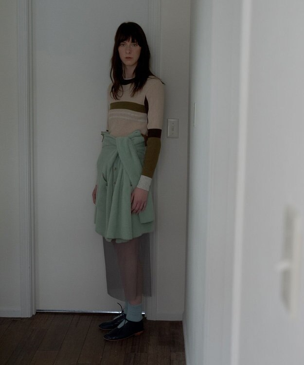 TRICOTE ボーダーリブセーター 82BEIGE