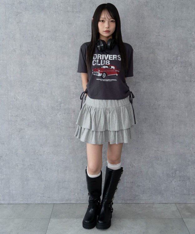 WEGO グラフィックショートサイドリボンドロストT 柄8