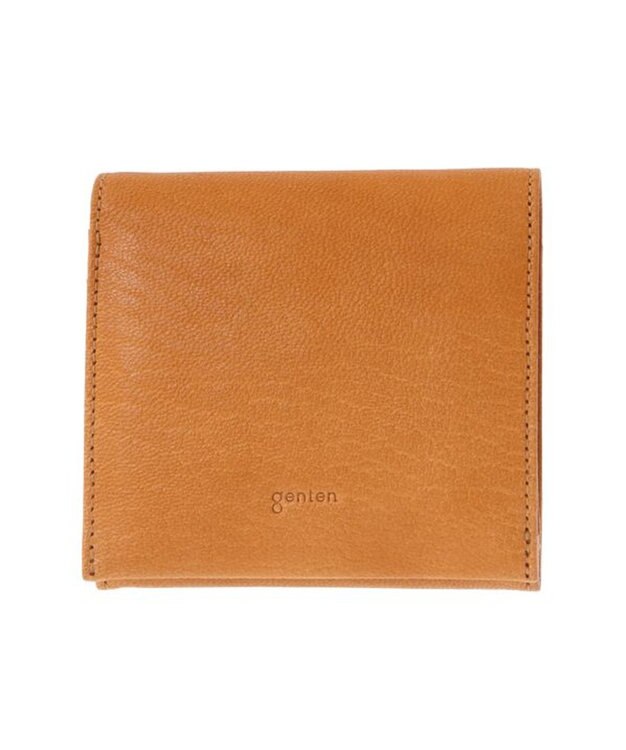 genten ゴートベーシック 二つ折りBOX財布 キャメル