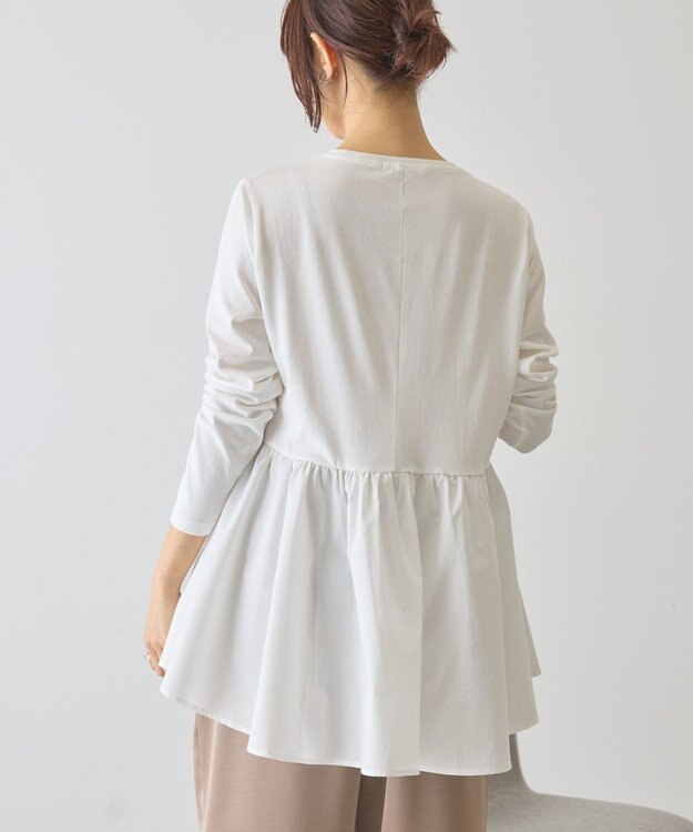 AMERICAN HOLIC 布帛切替ペプラムプルオーバー Off White