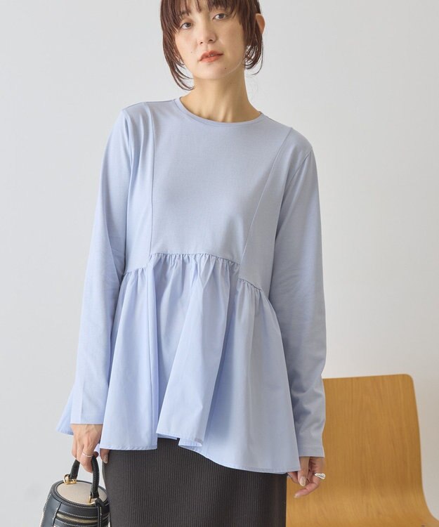 AMERICAN HOLIC 布帛切替ペプラムプルオーバー Blue