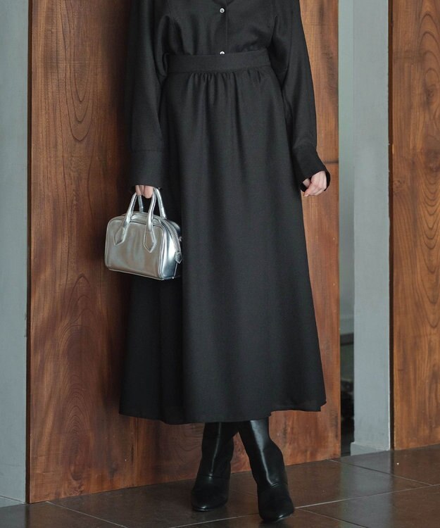 ICB L 【洗える】 シアービエラ フレアスカート ブラック系