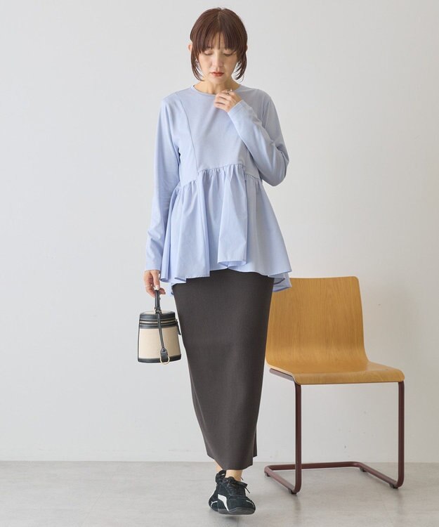 AMERICAN HOLIC 布帛切替ペプラムプルオーバー Blue