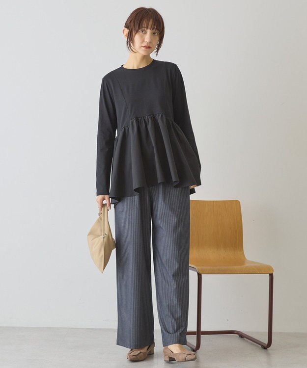 AMERICAN HOLIC 布帛切替ペプラムプルオーバー Black