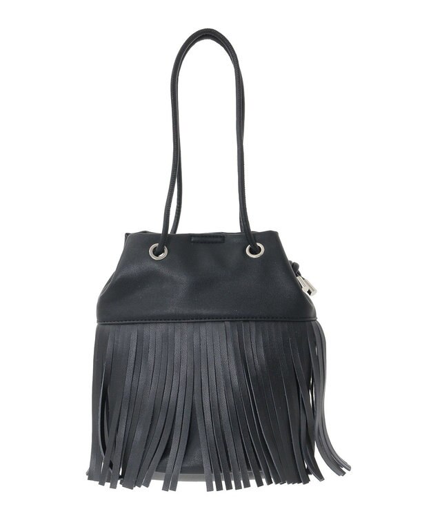 Green Parks ａｎｄｍｉｋｋａ．フリンジ巾着ショルダーバッグ Black