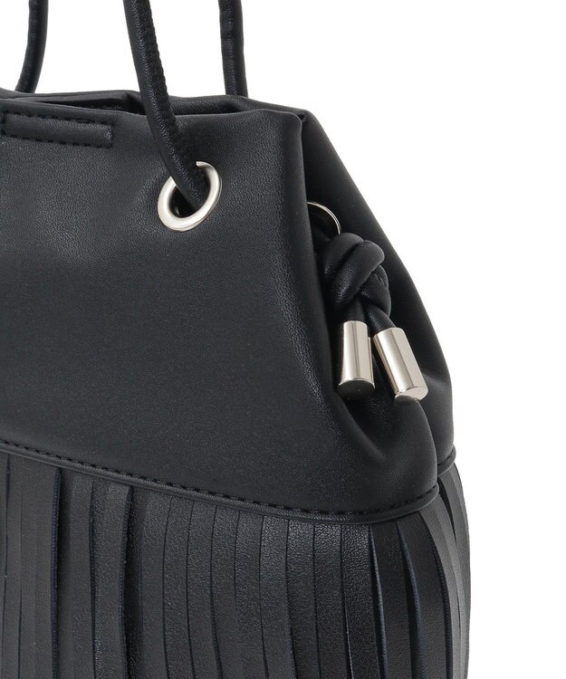 Green Parks ａｎｄｍｉｋｋａ．フリンジ巾着ショルダーバッグ Black