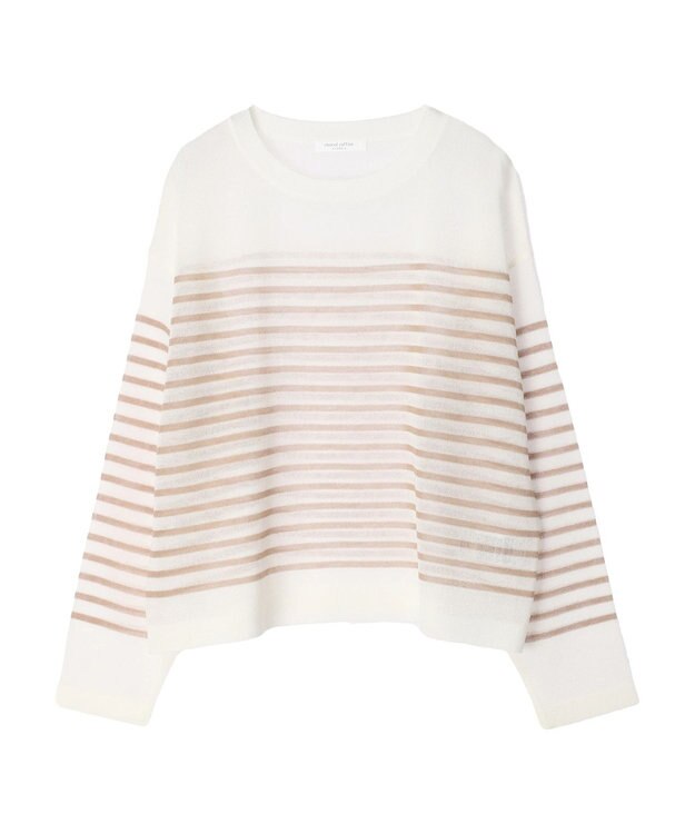 Green Parks シアーボーダーニットプルオーバー Beige