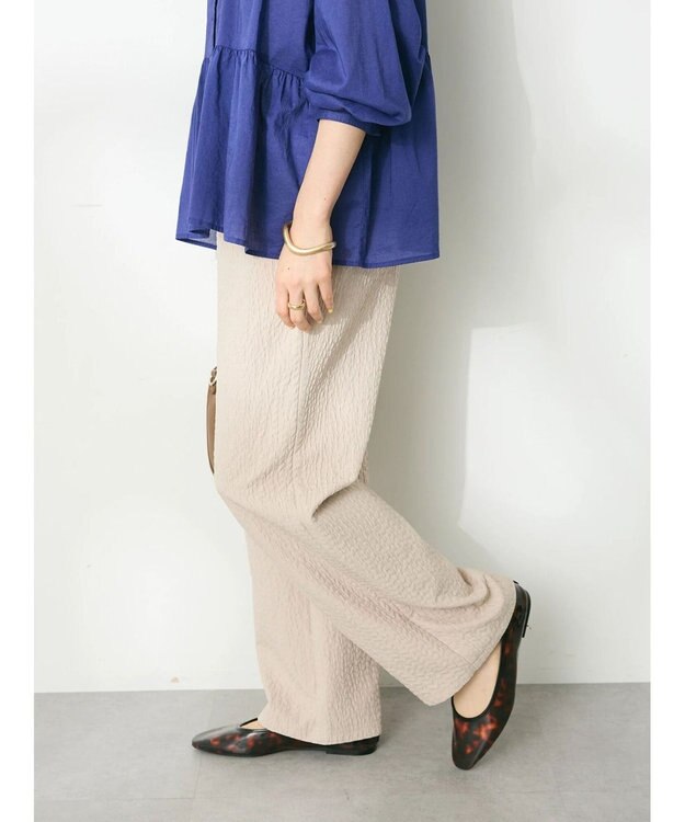 CRAFT STANDARD BOUTIQUE ふくれジャガードパンツ Gray Beige