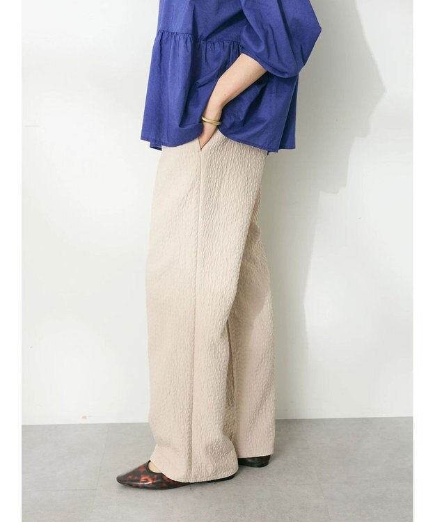 CRAFT STANDARD BOUTIQUE ふくれジャガードパンツ Gray Beige