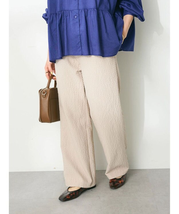 CRAFT STANDARD BOUTIQUE ふくれジャガードパンツ Gray Beige