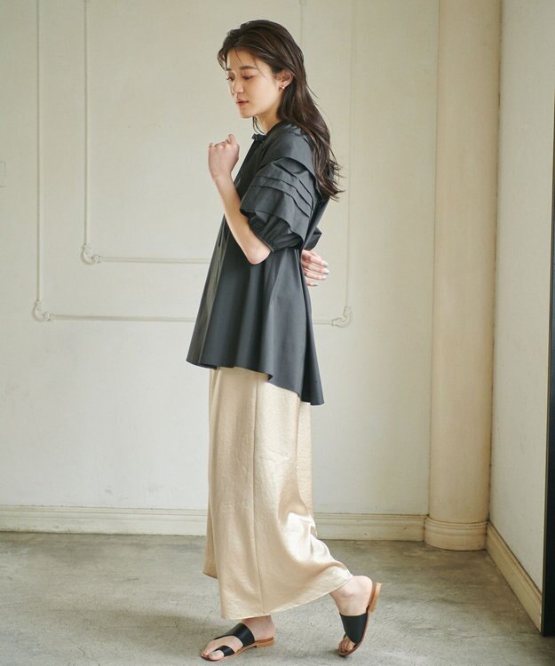 #Newans 【ANSWER for ほど甘トレンド】タックスリーブブラウス ブラック系