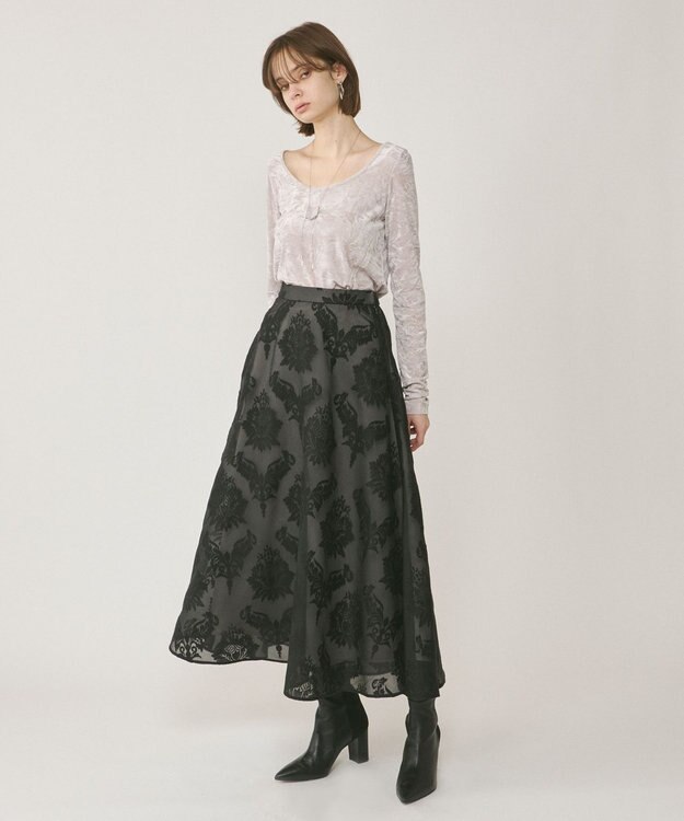 GRACE CONTINENTAL クラッシュベロアカットトップ ベージュ