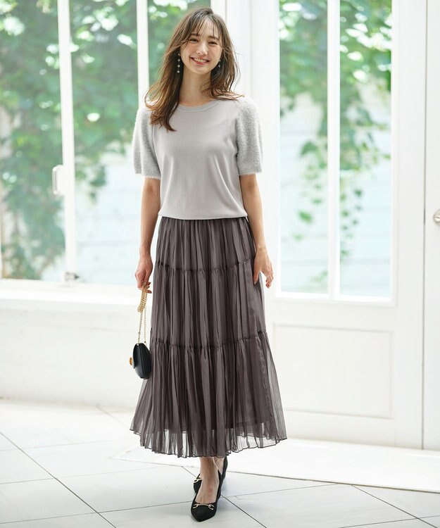 ANY SIS 【洗える】シャギースリーブ ニット ライトグレー