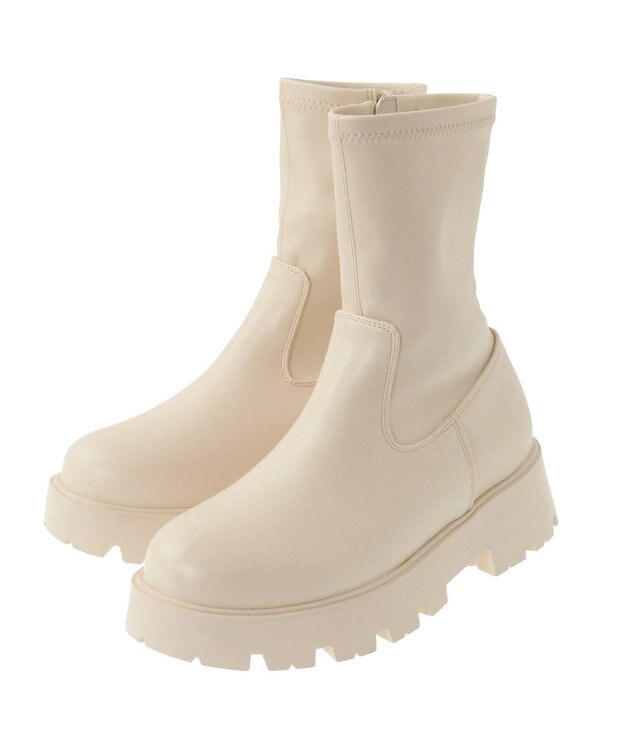 Green Parks ・ＬＥＮＡ　厚底ストレッチショートブーツ Ivory