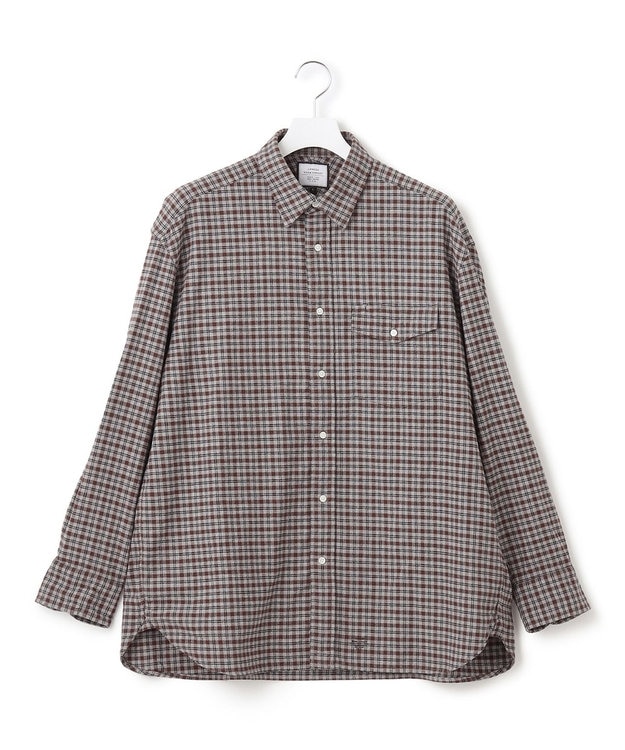 J.PRESS YORK STREET 【UNISEX】フランネル レギュラーカラーシャツ ブラウン系3