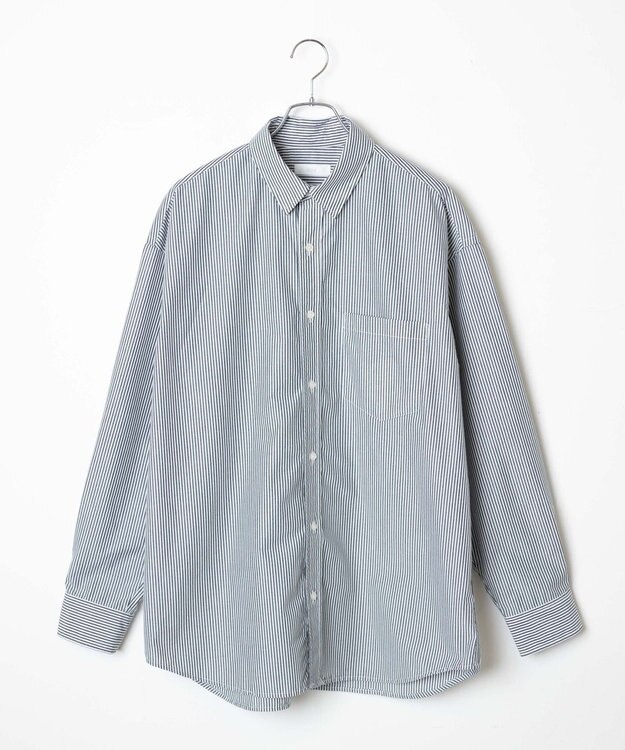 WEGO イージーケアブロードBIGシャツ ブラックストライプ