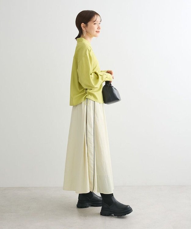 Green Parks サイドドロストショート丈シャツ（無地） Green