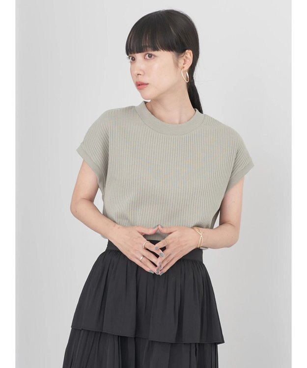 earth music&ecology フレンチスリーブリブプルオーバー Off White