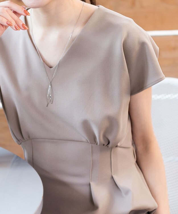 Tiaclasse 【洗える】ハイストレッチジョーゼットワンピース ベージュ