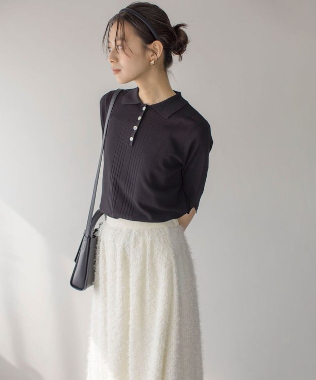 組曲 S シア－ニットポロ ブラック系