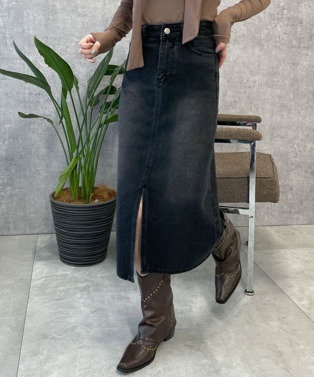 WEGO デニムミドルスカート スミクロ