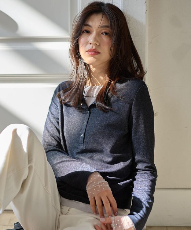 ANY 袖ドットチュールコンビインナー ライトグレー