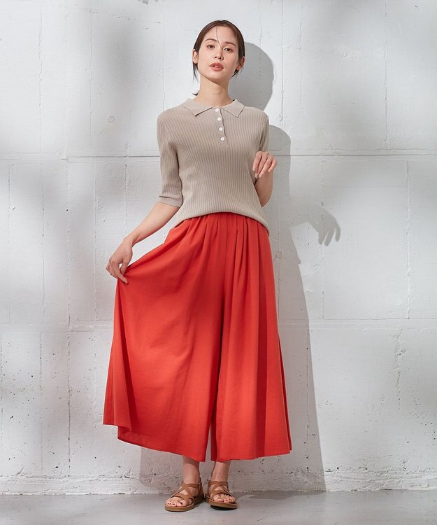 ANY 【洗濯機可能】ポロカラーニット サンドベージュ