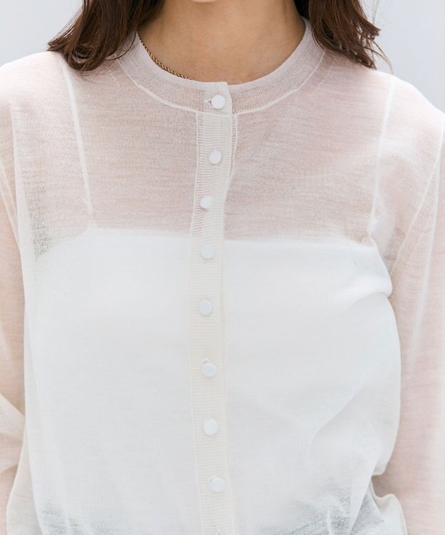 BEIGE， 【洗える・Oggi 10月号掲載】CADDO / シアーウールカーディガン Ecru