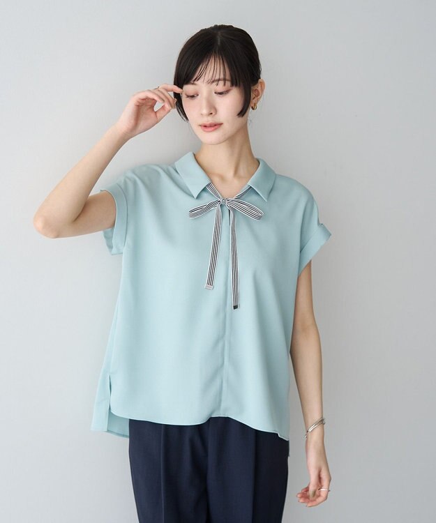 YECCA VECCA 2wayストライプリボンブラウス Mint