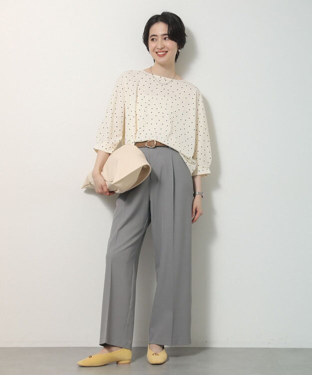 Green Parks きれシルストレートワイドパンツ Gray