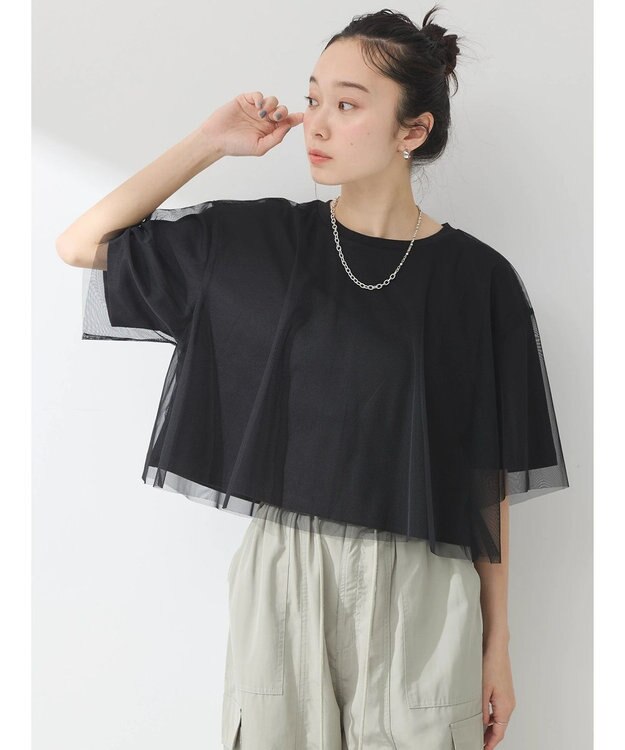 earth music&ecology チュールドッキングＴＥＥ Black