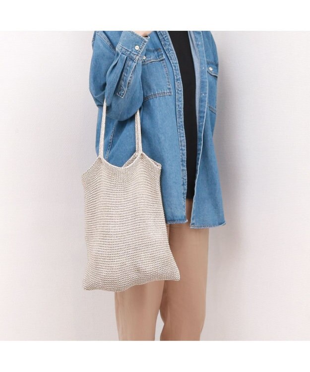 UNBILLION カシュカシュ cachecache / ラメ糸編みトートバッグ シルバー