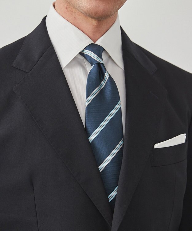 GOTAIRIKU GOTAIRIKU別注【日本製】シルク ネクタイ_ストライプ サックスブルー系1