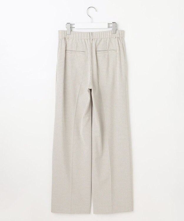 自由区 L TRギャバチェック柄ストレート パンツ オフチェック