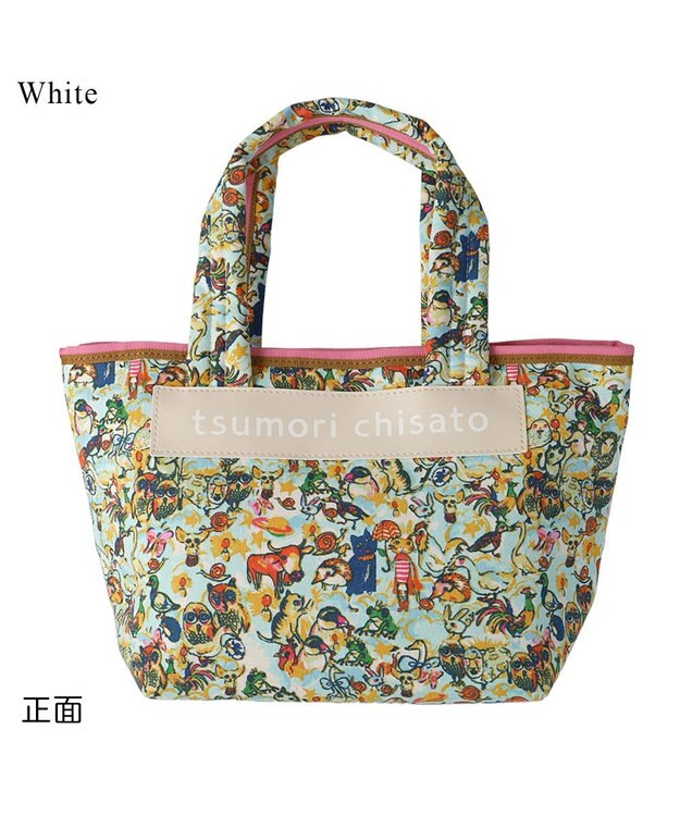 tsumori chisato CARRY 森のどうぶつたち ハンドバッグ 小サイズ ホワイト