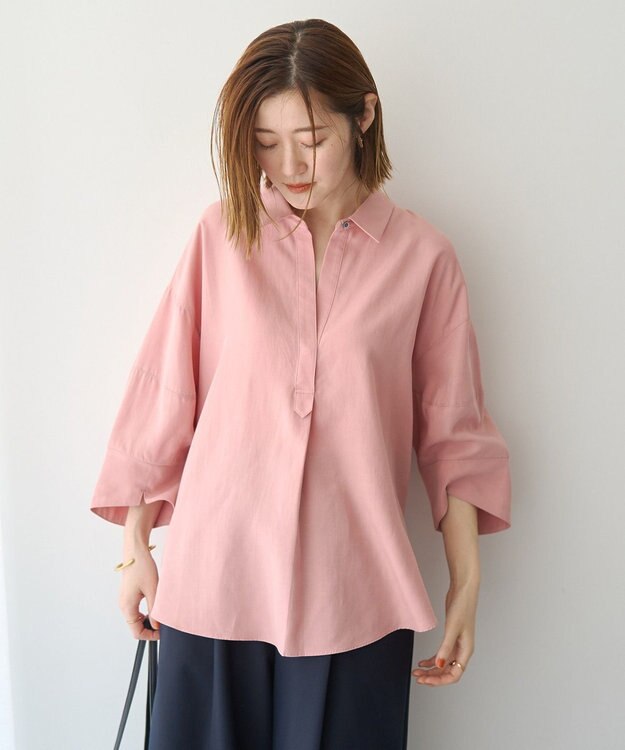 YECCA VECCA バルーン袖スキッパーシャツ Pink