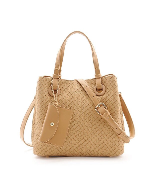 MioFIRANO カジュアルシックバスケットウィーブハンドバッグ 2WAY パスケース付き　FIRANO フィラノ BEIGE