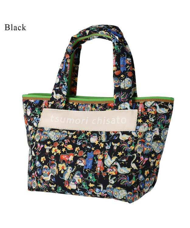 tsumori chisato CARRY 森のどうぶつたち ハンドバッグ 小サイズ ブラック