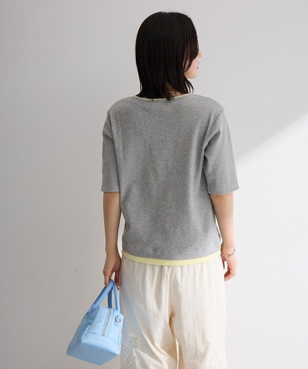 Green Parks 配色ヘンリーネック半袖プルオーバー Gray Mixture