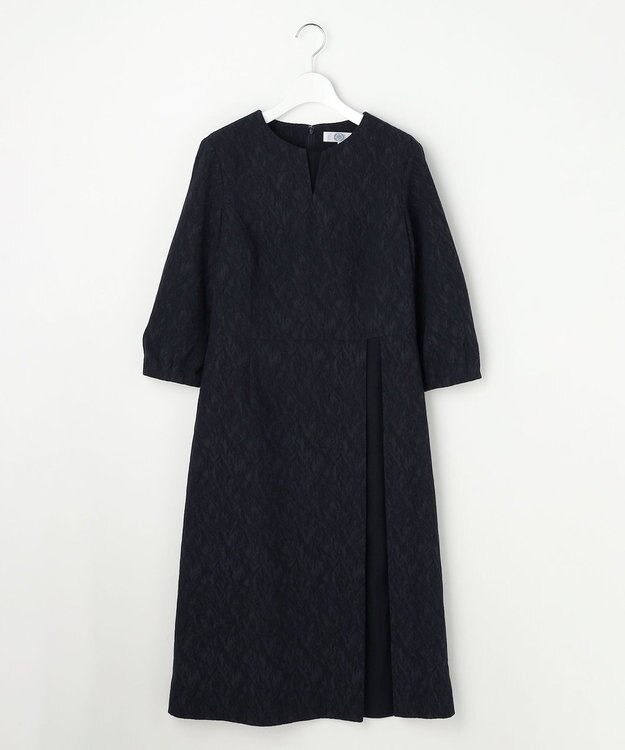 J.PRESS LADIES S ボタニカルジャガード ワンピース ネイビー系
