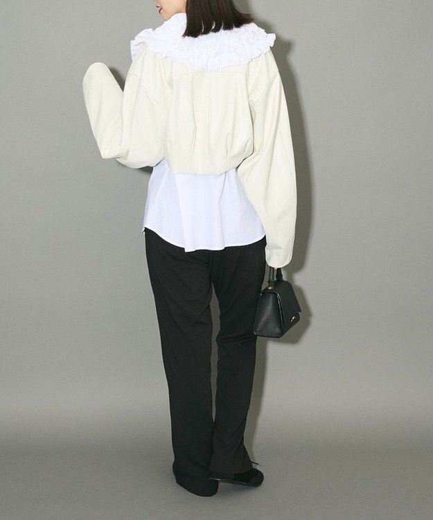 Green Parks フェイクレザーショートブルゾン Ivory