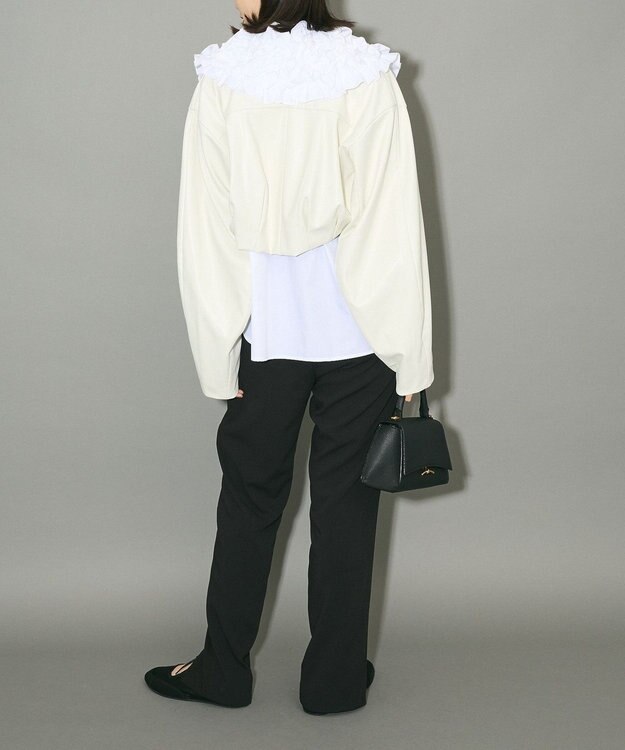 Green Parks フェイクレザーショートブルゾン Ivory