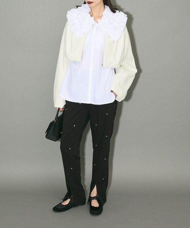 Green Parks フェイクレザーショートブルゾン Ivory