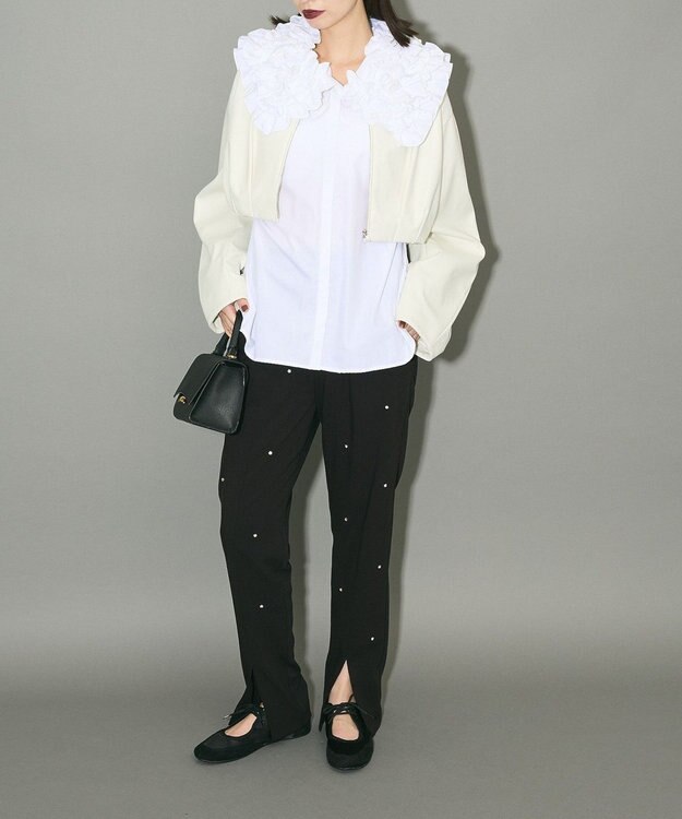 Green Parks フェイクレザーショートブルゾン Ivory