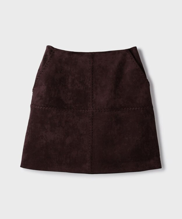 GRACE CONTINENTAL パッチワークミニスカート ダークブラウン