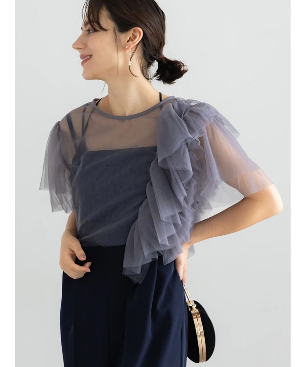 Te chichi 【セレモニーアイテム】チュールフリルレイヤードボレロ グレー