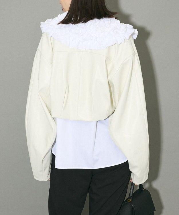 Green Parks フェイクレザーショートブルゾン Ivory