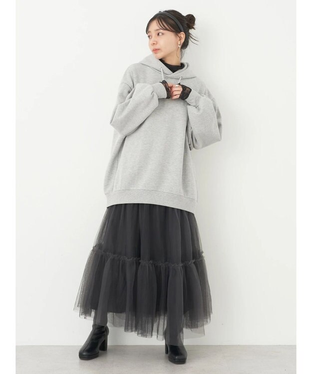 earth music&ecology 裏起毛パーカー Gray Mixture